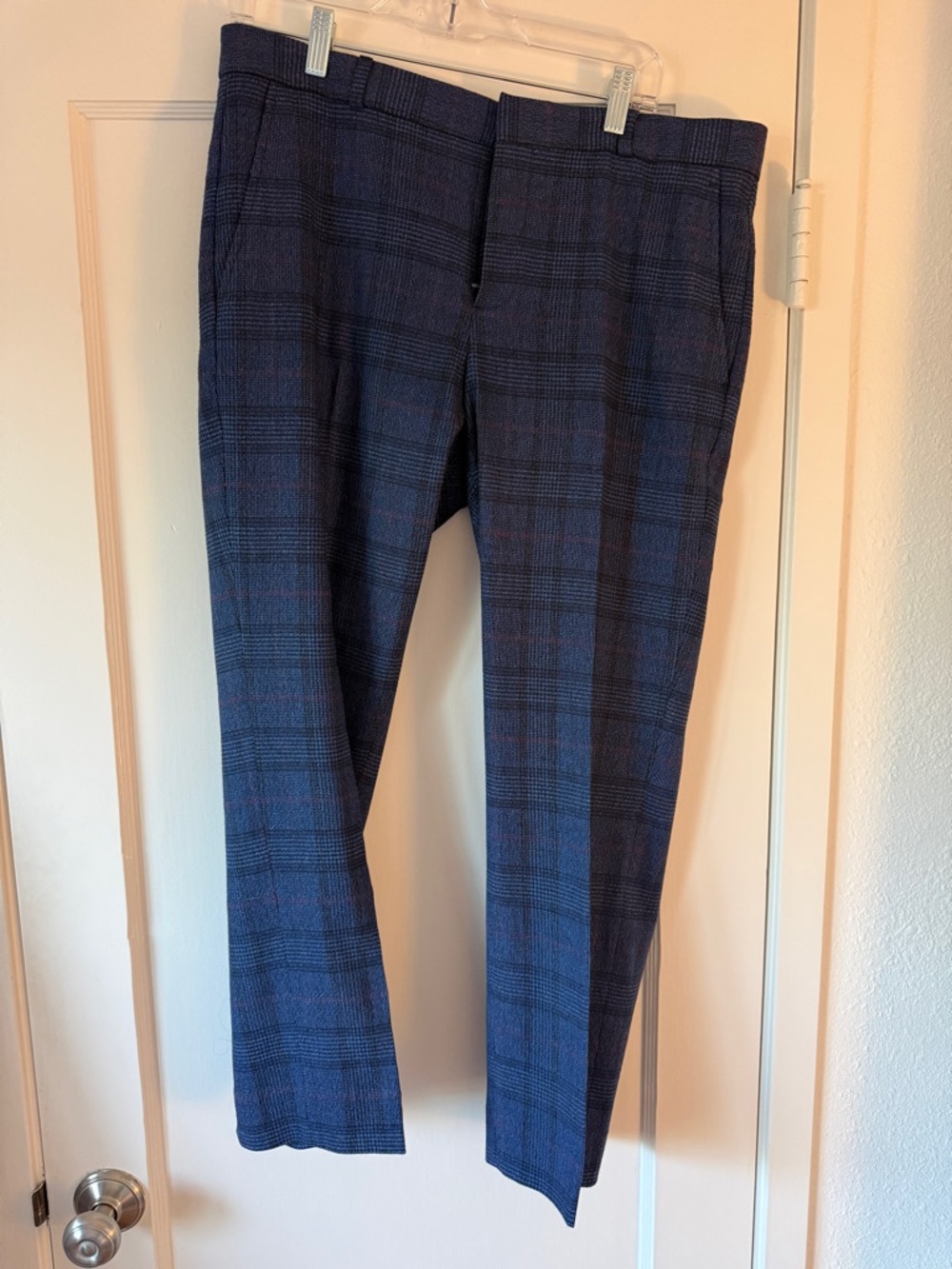 Banana Republic Blue/Pink Plaid Cropped Suit Pants
